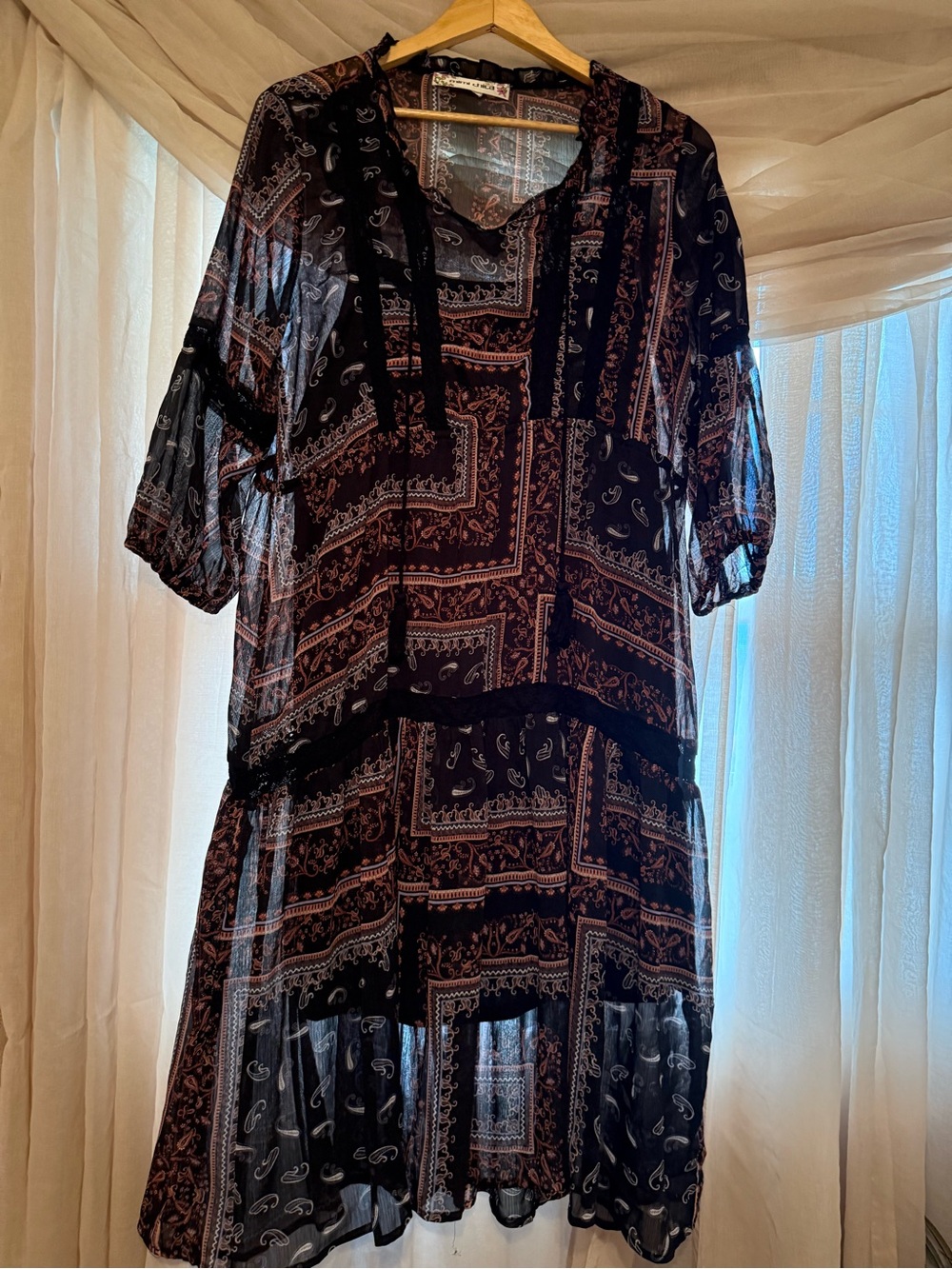 Mimi Chica Paisley Print Dress in Burgundy and Multicolor